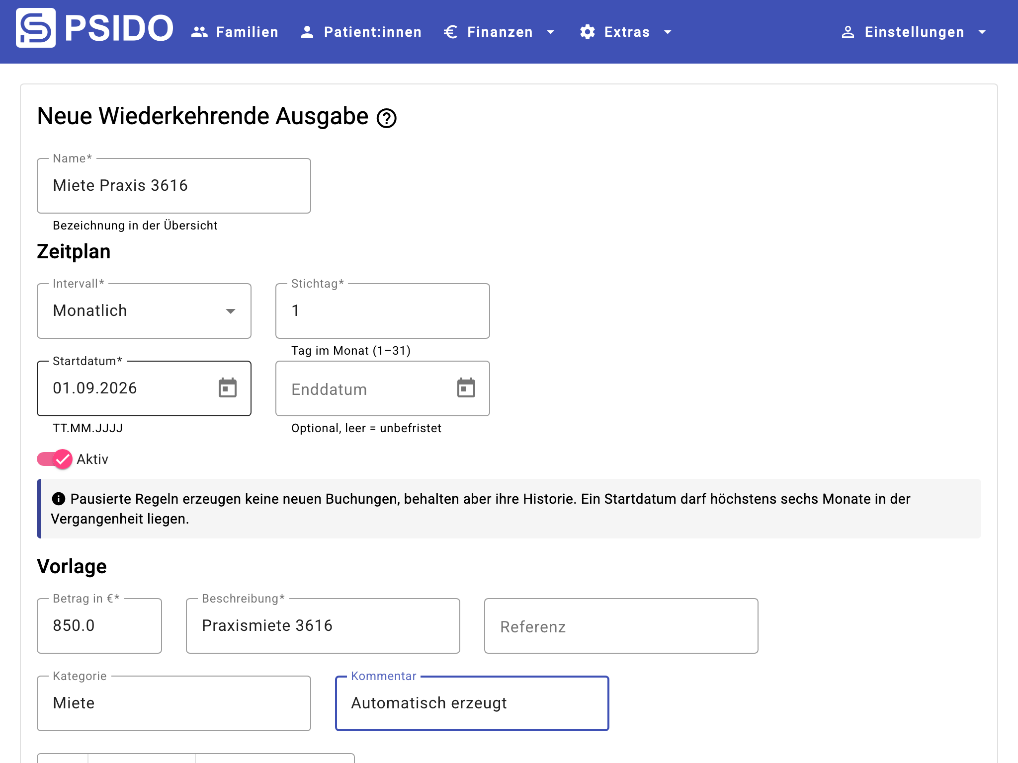 Wiederkehrende Ausgabe